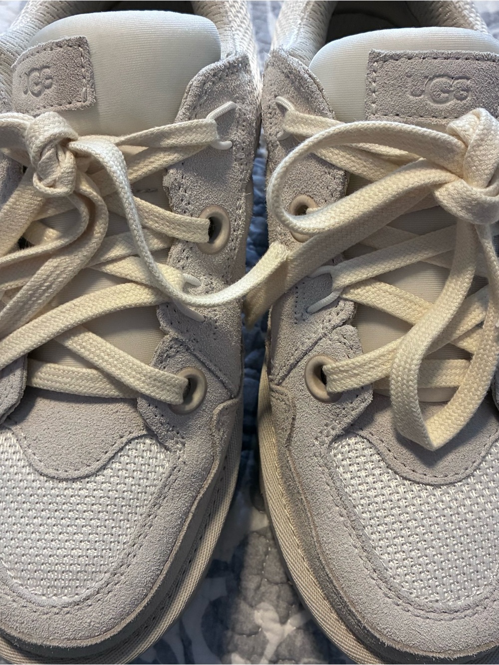 UGG Kids Cream/Tan Suede & Mesh Sneakers